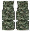 Green Camo Zebra Pattern Print Front and Back Car Floor Mats