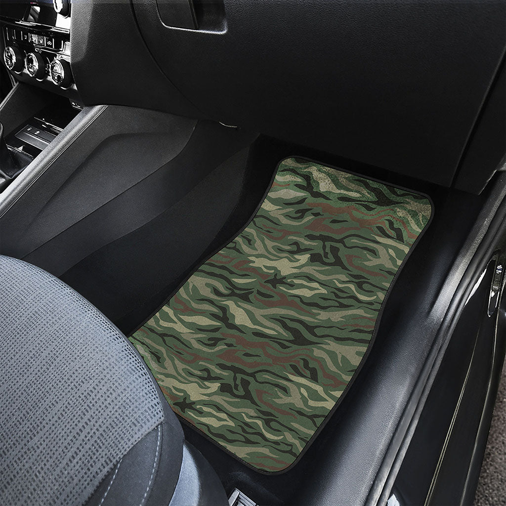 Green Camo Zebra Pattern Print Front and Back Car Floor Mats