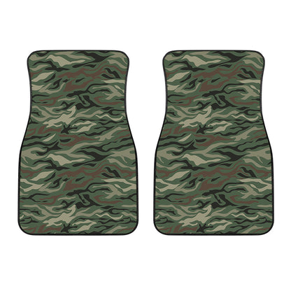 Green Camo Zebra Pattern Print Front Car Floor Mats