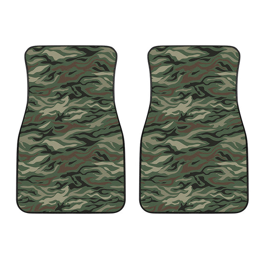 Green Camo Zebra Pattern Print Front Car Floor Mats