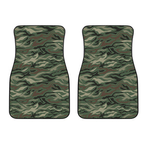 Green Camo Zebra Pattern Print Front Car Floor Mats