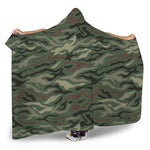Green Camo Zebra Pattern Print Hooded Blanket
