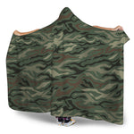Green Camo Zebra Pattern Print Hooded Blanket