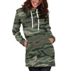 Green Camo Zebra Pattern Print Hoodie Dress GearFrost