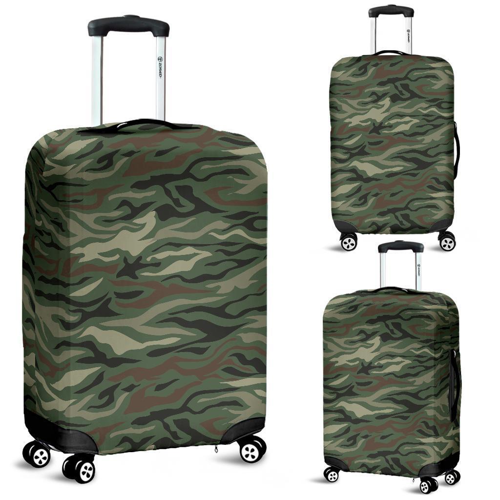 Green Camo Zebra Pattern Print Luggage Cover GearFrost