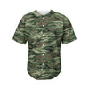 Green Camo Zebra Pattern Print Men's Baseball Jersey