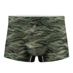 Green Camo Zebra Pattern Print Men's Boxer Briefs