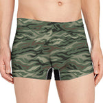 Green Camo Zebra Pattern Print Men's Boxer Briefs