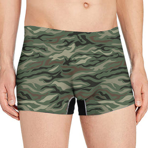 Green Camo Zebra Pattern Print Men's Boxer Briefs