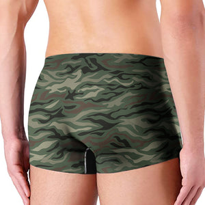 Green Camo Zebra Pattern Print Men's Boxer Briefs