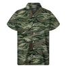 Green Camo Zebra Pattern Print Men's Short Sleeve Shirt