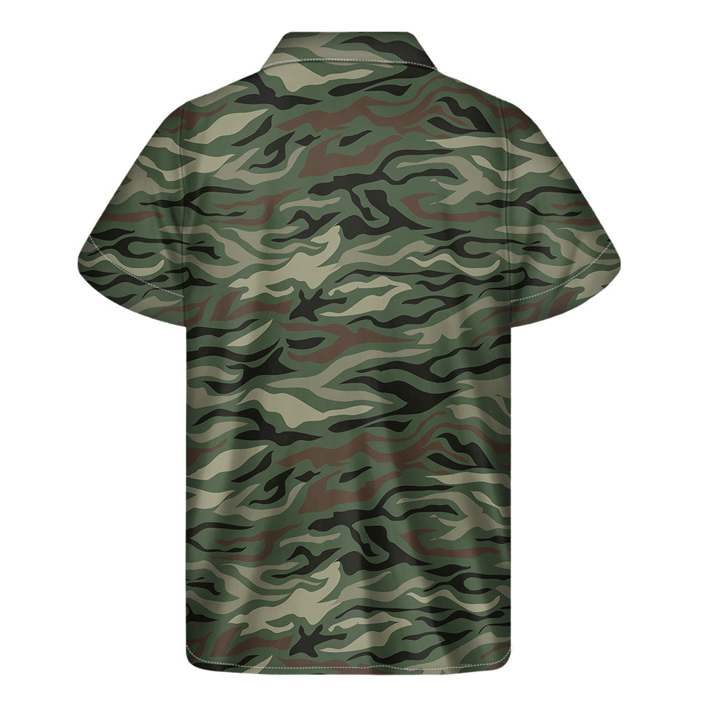 Green Camo Zebra Pattern Print Men's Short Sleeve Shirt