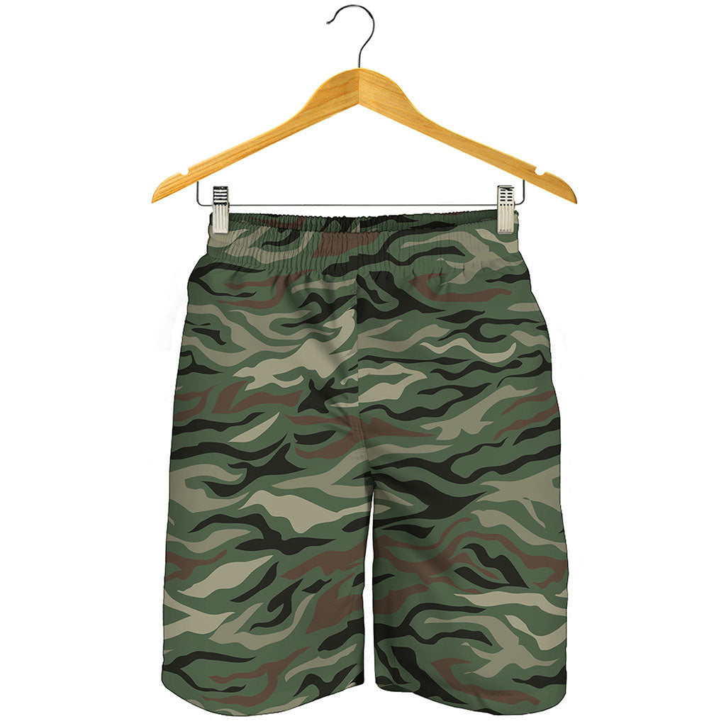 Green Camo Zebra Pattern Print Men's Shorts