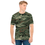 Green Camo Zebra Pattern Print Men's T-Shirt