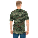 Green Camo Zebra Pattern Print Men's T-Shirt