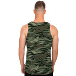 Green Camo Zebra Pattern Print Men's Tank Top