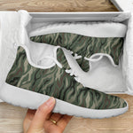 Green Camo Zebra Pattern Print Mesh Knit Shoes GearFrost