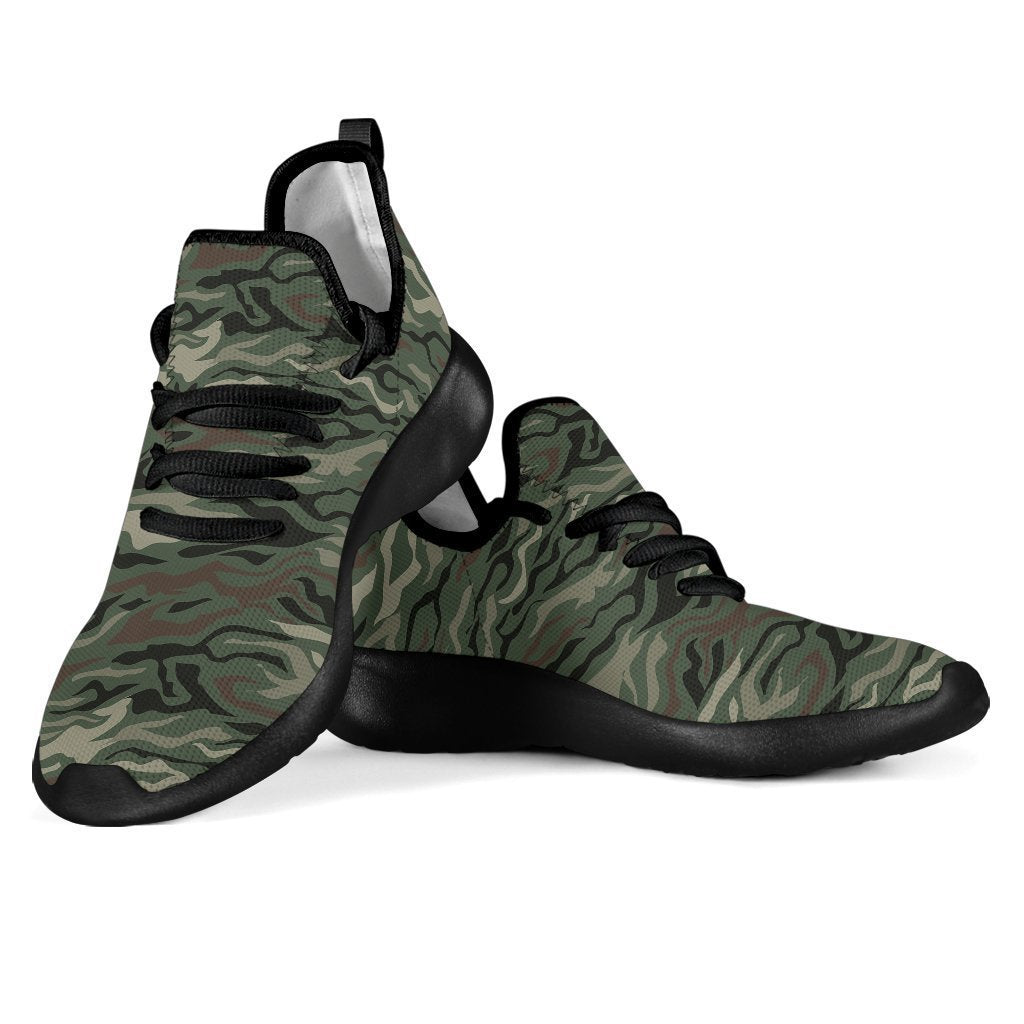 Green Camo Zebra Pattern Print Mesh Knit Shoes GearFrost