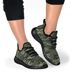 Green Camo Zebra Pattern Print Mesh Knit Shoes GearFrost