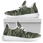 Green Camo Zebra Pattern Print Mesh Knit Shoes GearFrost