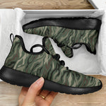 Green Camo Zebra Pattern Print Mesh Knit Shoes GearFrost