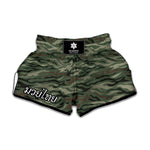 Green Camo Zebra Pattern Print Muay Thai Boxing Shorts