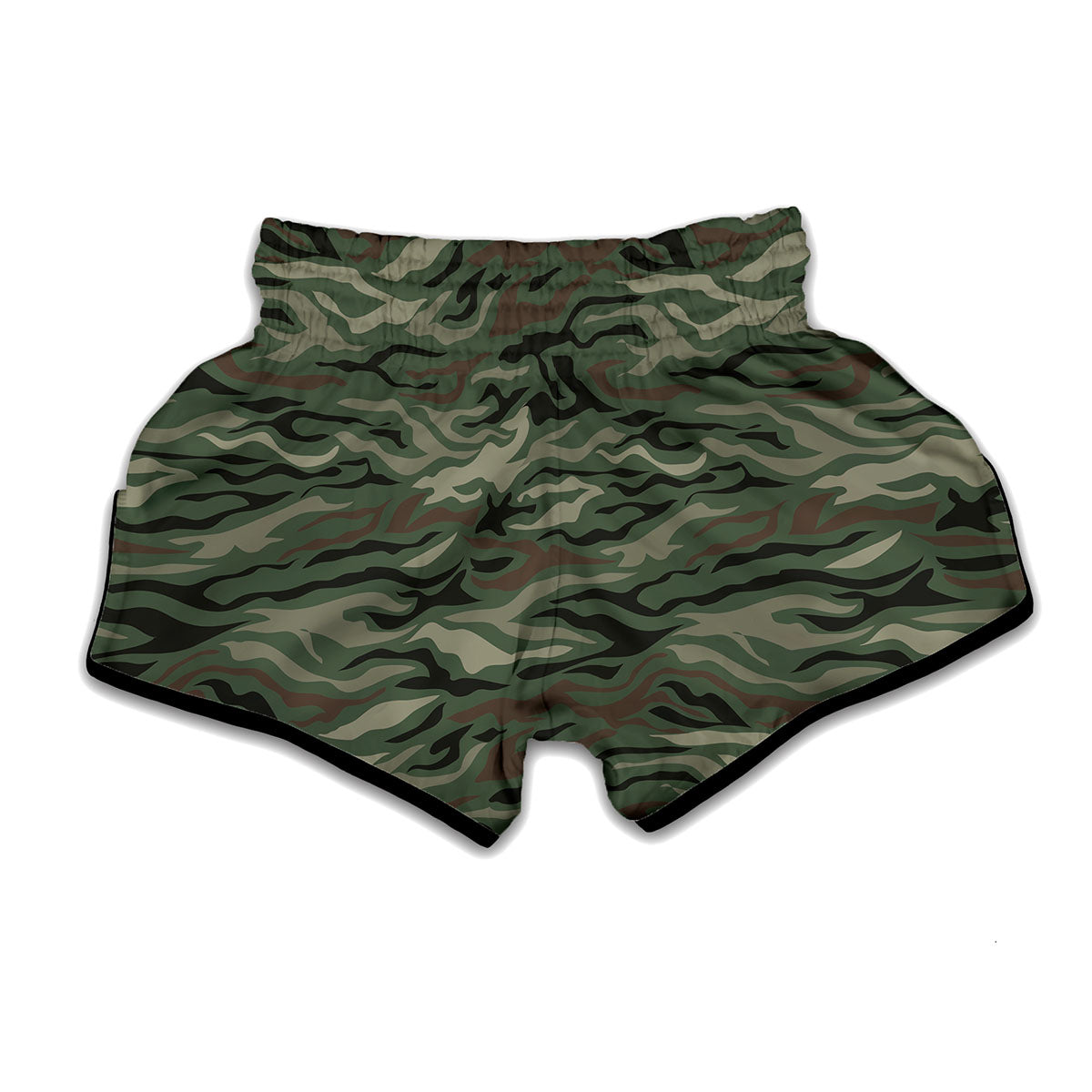 Green Camo Zebra Pattern Print Muay Thai Boxing Shorts