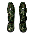 Green Camo Zebra Pattern Print Muay Thai Shin Guards