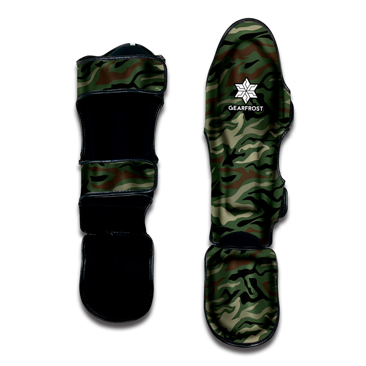 Green Camo Zebra Pattern Print Muay Thai Shin Guard