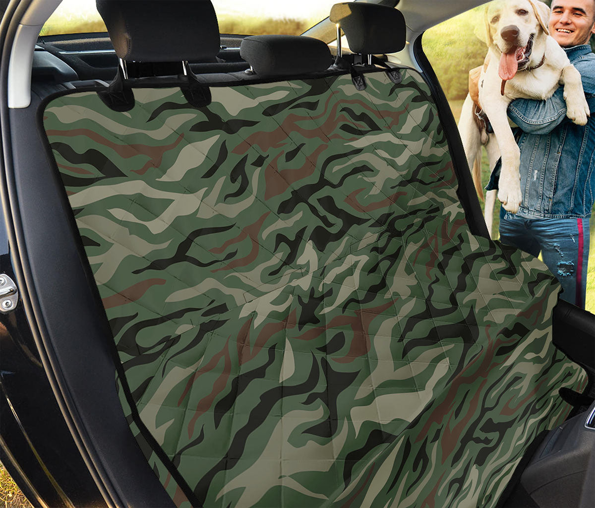 Green Camo Zebra Pattern Print Pet Car Back Seat Cover