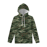 Green Camo Zebra Pattern Print Pullover Hoodie