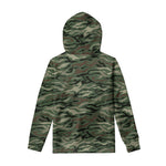 Green Camo Zebra Pattern Print Pullover Hoodie