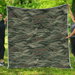 Green Camo Zebra Pattern Print Quilt