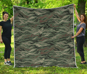 Green Camo Zebra Pattern Print Quilt