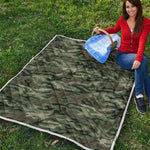 Green Camo Zebra Pattern Print Quilt