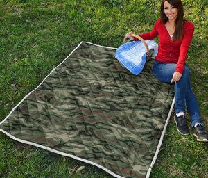 Green Camo Zebra Pattern Print Quilt