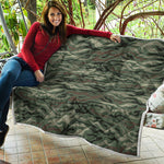 Green Camo Zebra Pattern Print Quilt