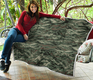 Green Camo Zebra Pattern Print Quilt