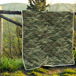 Green Camo Zebra Pattern Print Quilt