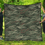 Green Camo Zebra Pattern Print Quilt