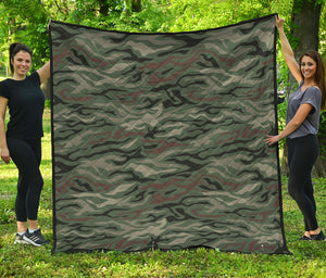 Green Camo Zebra Pattern Print Quilt