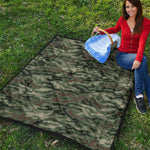 Green Camo Zebra Pattern Print Quilt