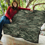 Green Camo Zebra Pattern Print Quilt