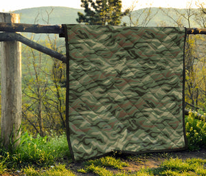 Green Camo Zebra Pattern Print Quilt