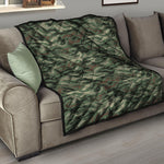 Green Camo Zebra Pattern Print Quilt