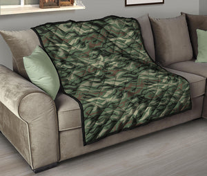 Green Camo Zebra Pattern Print Quilt