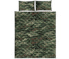 Green Camo Zebra Pattern Print Quilt Bed Set