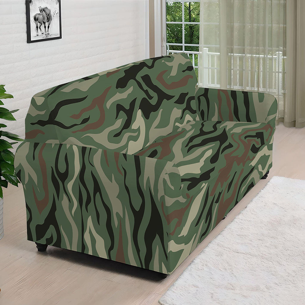 Green Camo Zebra Pattern Print Sofa Cover