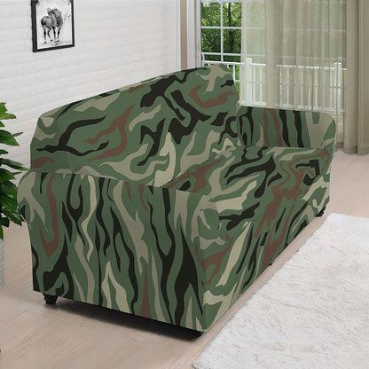 Green Camo Zebra Pattern Print Sofa Cover