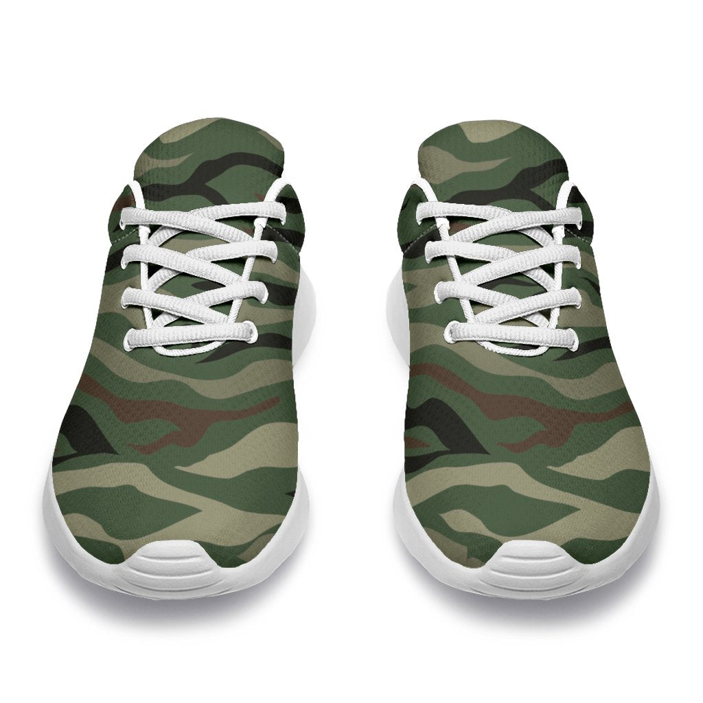 Green Camo Zebra Pattern Print Sport Shoes GearFrost